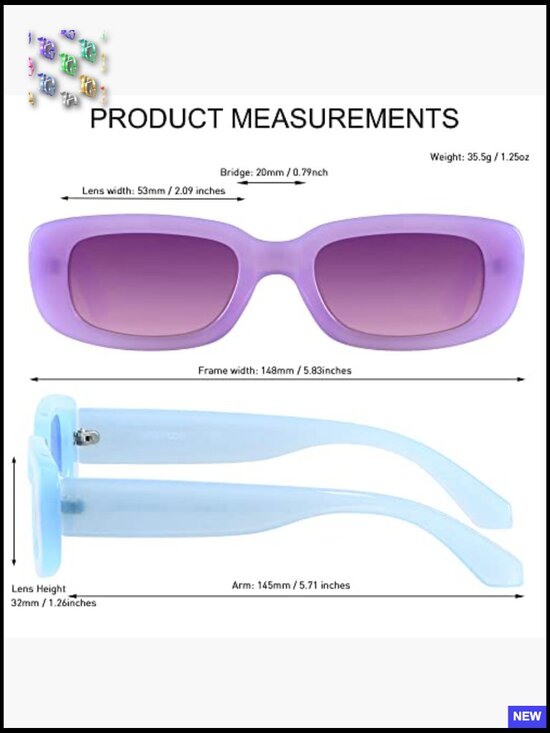Retro Square Sunglasses Y2K 90s Vintage Fun UV Protection Trendy Sun Glasses